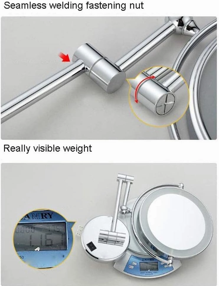 Makeup Mirror Vanity Mirror Bathroom Wall Mount Mirror,LED Makeup Mirror Folding Telescopic Beauty Mirror Magnification for Dressing Tables Bedroom Cosmetic Mirror