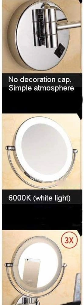 Makeup Mirror Vanity Mirror Bathroom Wall Mount Mirror,LED Makeup Mirror Folding Telescopic Beauty Mirror Magnification for Dressing Tables Bedroom Cosmetic Mirror