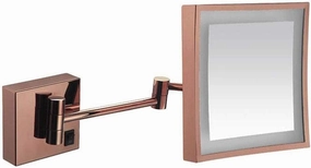 Makeup Mirror Vanity Mirror Bathroom Wall Mount Mirror,Square LED Makeup Mirror Folding Telescopic Single Side Mirror Magnifying Beauty Mirror with Light Cosmetic Mirror ( Color : Rose Gold , Size : 8