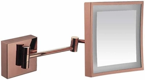 Makeup Mirror Vanity Mirror Vanity Mirrors,Square Touch LED Single-Sided Makeup Mirror with Light Folding Extension Mirror Bathroom Wall-Mounted Magnifying Beauty Mirror Cosmetic Mirror(Rose Gold)