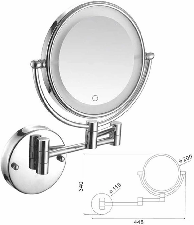 Makeup Mirror Vanity Mirror Wall Mounted Mirror,Bathroom Vanity Mirror Folding Rotating Telescopic Mirror Double-Sided Magnifying Beauty Mirror for Hotel Bathroom Cosmetic Mirror(B)