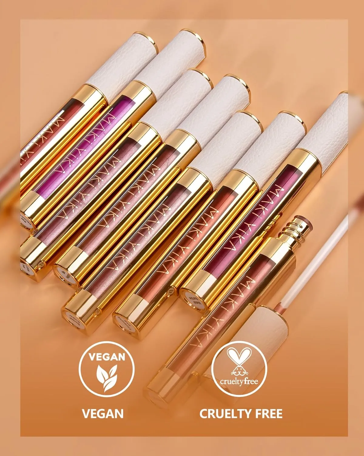 MAKI YIKA 3Pc Metallic Lipstick Long Lasting Nude Pink Red Glitter Lipsticks High Shine Lipstick No Smudge No Transfer Liquid Lip Gloss (Nude/Pink/Red)