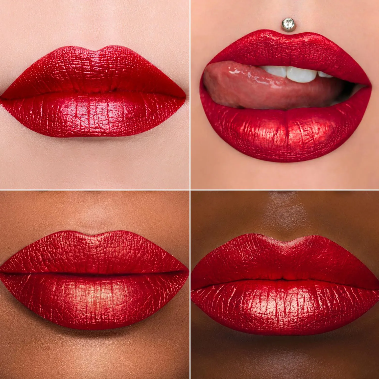 MAKI YIKA 3Pc Metallic Lipstick Long Lasting Nude Pink Red Glitter Lipsticks High Shine Lipstick No Smudge No Transfer Liquid Lip Gloss (Nude/Pink/Red)