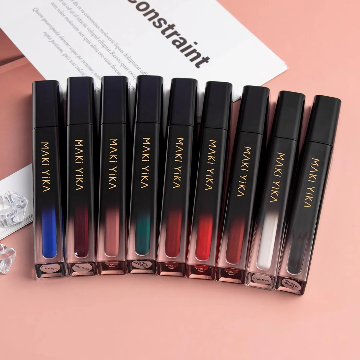 MAKI YIKA 3Pcs Matte Liquid Lipstick Makeup Set, Black Dark Red Nude Lipstick Long Lasting Smudge Proof Transfer Proof Lip Makeup |Black/DarkRed/Nude