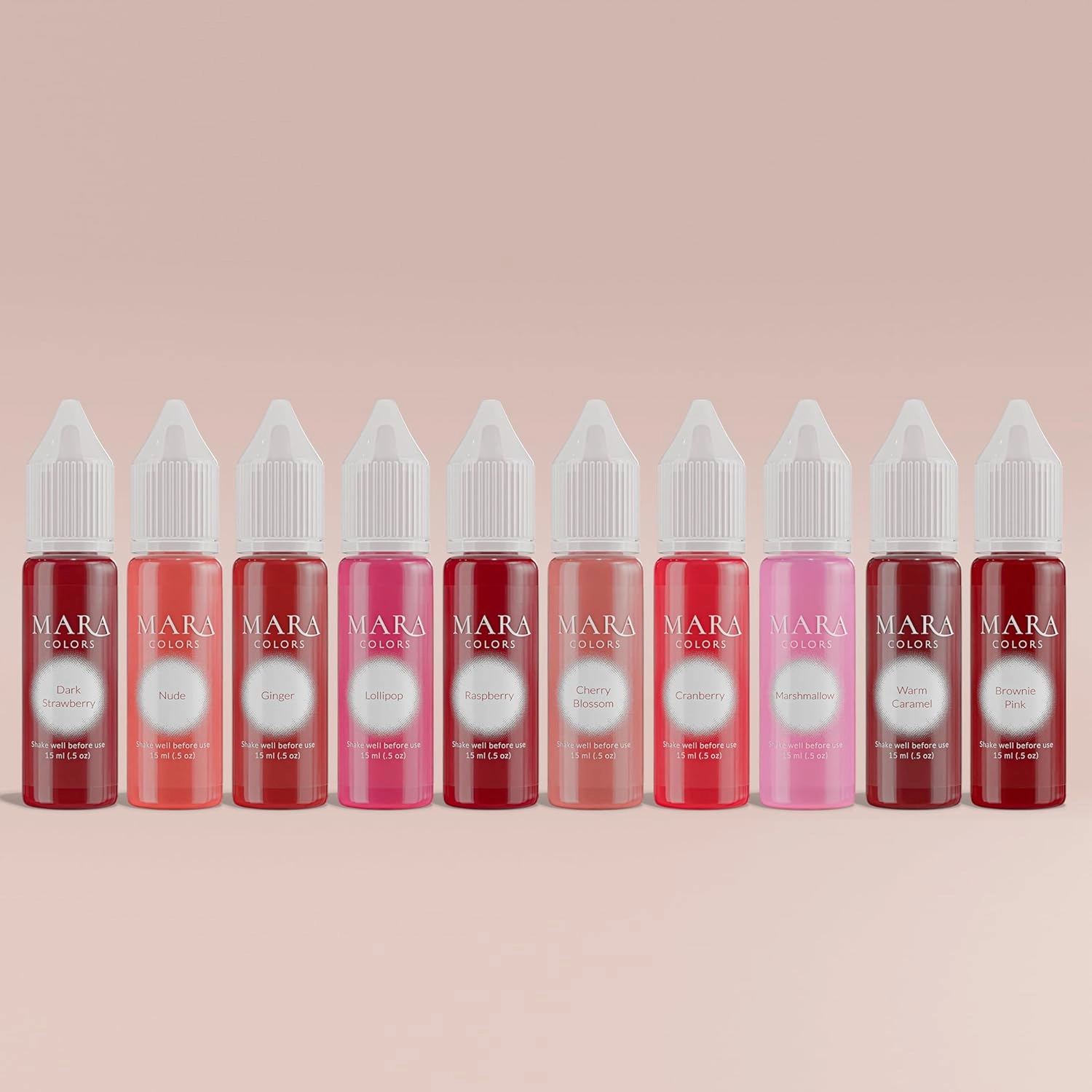 MARA PRO Full Lip Pigments Set – 10 Professional Permanent Makeup Pigments for Lip Blush and Shading