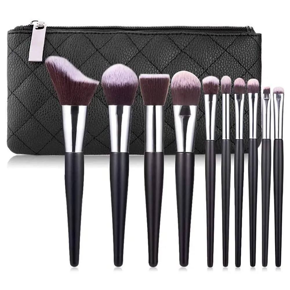 Marycan Makeup Brushes set 10 Piece Makeup Brush Set with Bag Foundation Blending Blush Eyeliner Shadow Brow Concealer Brushes Kit(Black,23 * 13 * 4cm)