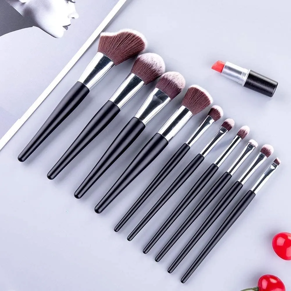 Marycan Makeup Brushes set 10 Piece Makeup Brush Set with Bag Foundation Blending Blush Eyeliner Shadow Brow Concealer Brushes Kit(Black,23 * 13 * 4cm)