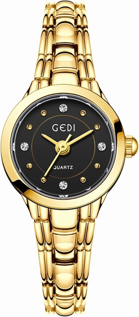 MASTOP Dainty Gold Watch for Women – Small Analog Wristwatch with Crystal Accents, Thin Stainless Steel Bracelet, Elegant Ladies Vintage Style Dress Watch