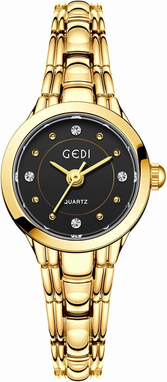 MASTOP Dainty Gold Watch for Women – Small Analog Wristwatch with Crystal Accents, Thin Stainless Steel Bracelet, Elegant Ladies Vintage Style Dress Watch