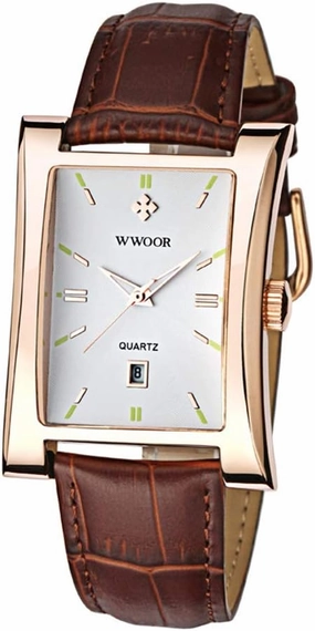 MASTOPMen's Quartz Watches Leather Waterproof Analog Date Classic Business Rectangle Fashion Minimalist Wrist Watch