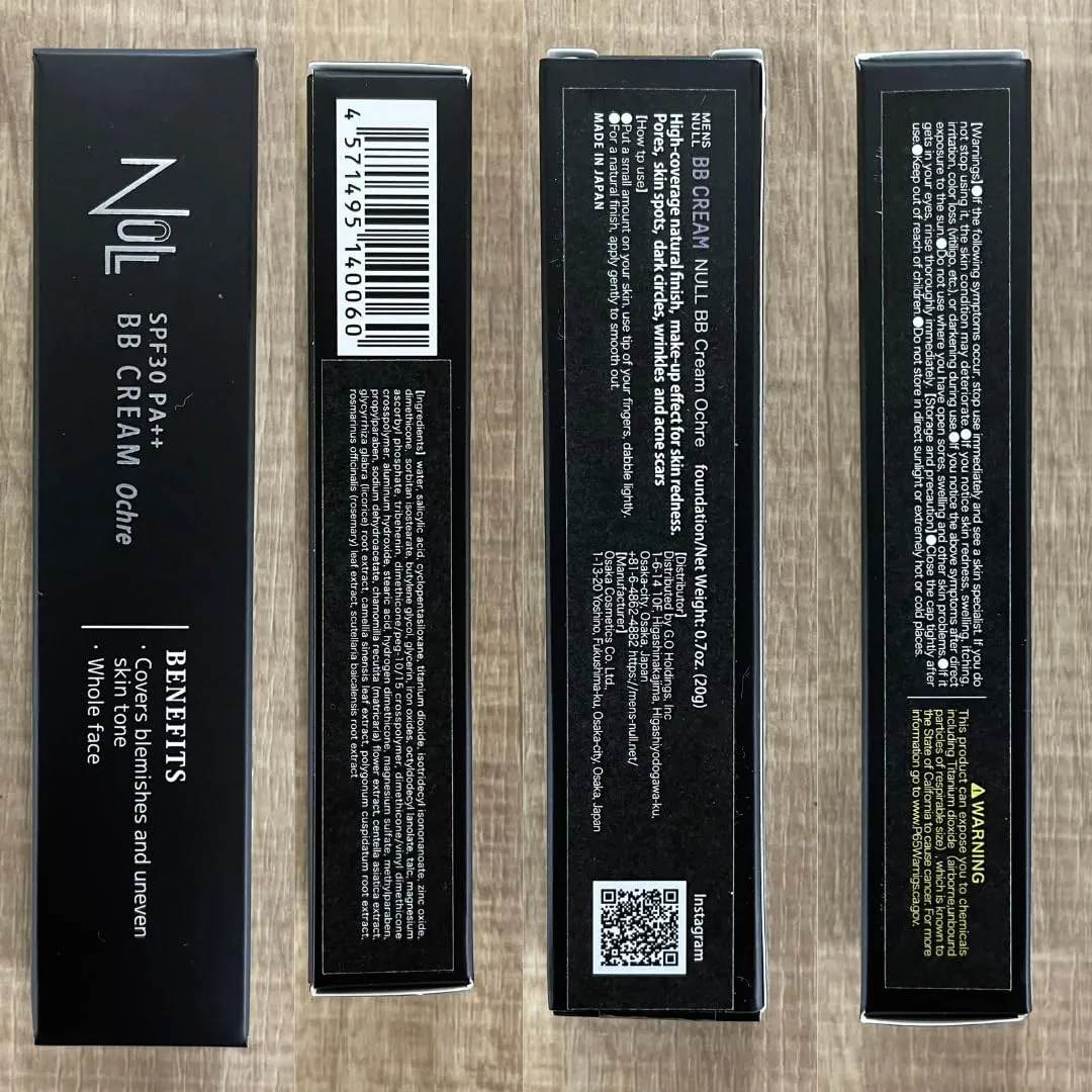[Matte Finish] NULL mens BB Cream, Mens concealer, Tinted Moisturizer broad spectrum SPF30 PA  , CC cream, Revitalising Nourishing Tone Up Cream, Natural Cover, 0.7oz Made in Japan (Ochre)