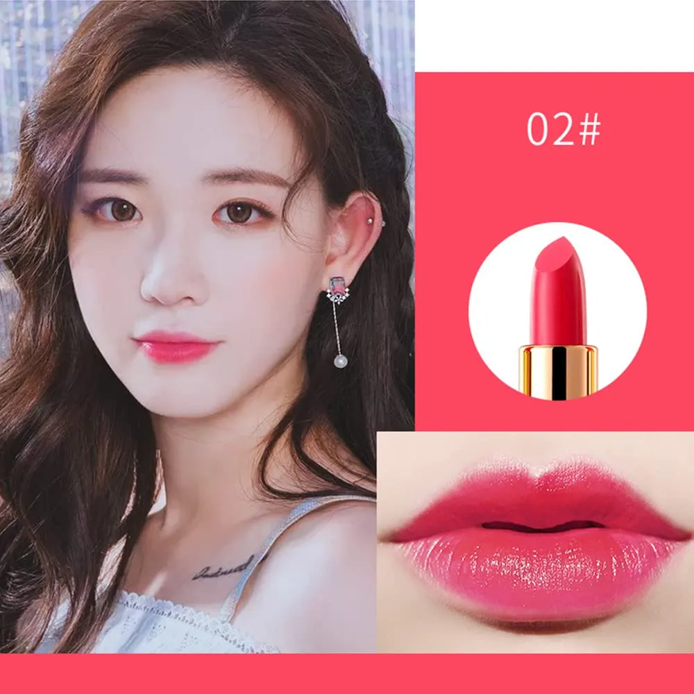 Matte Lipstick, 6 Colos Ladies Matte Lipstick Long Lasting Waterproof Velvet Red Lipstick Lip Gloss Set Pigmented Lip Makeup for Girls and Women Gift (02#)