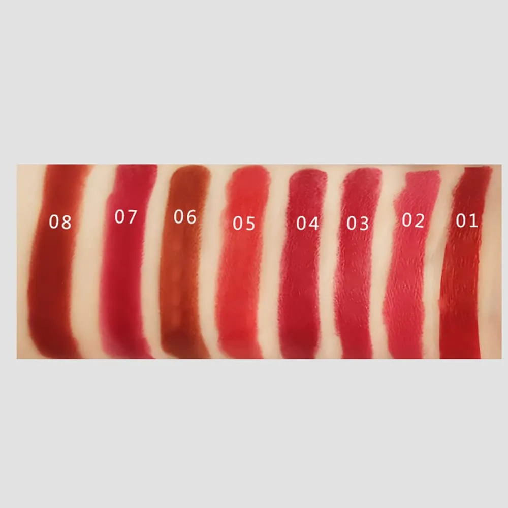 Matte Liquid Lipstick, Ladies Matte Liquid Lipstick Long Lasting Waterproof Velvet 8 Colors Red Lipstick Lip Gloss Set Pigmented Lip Makeup for Girls and Women Gift (02#)
