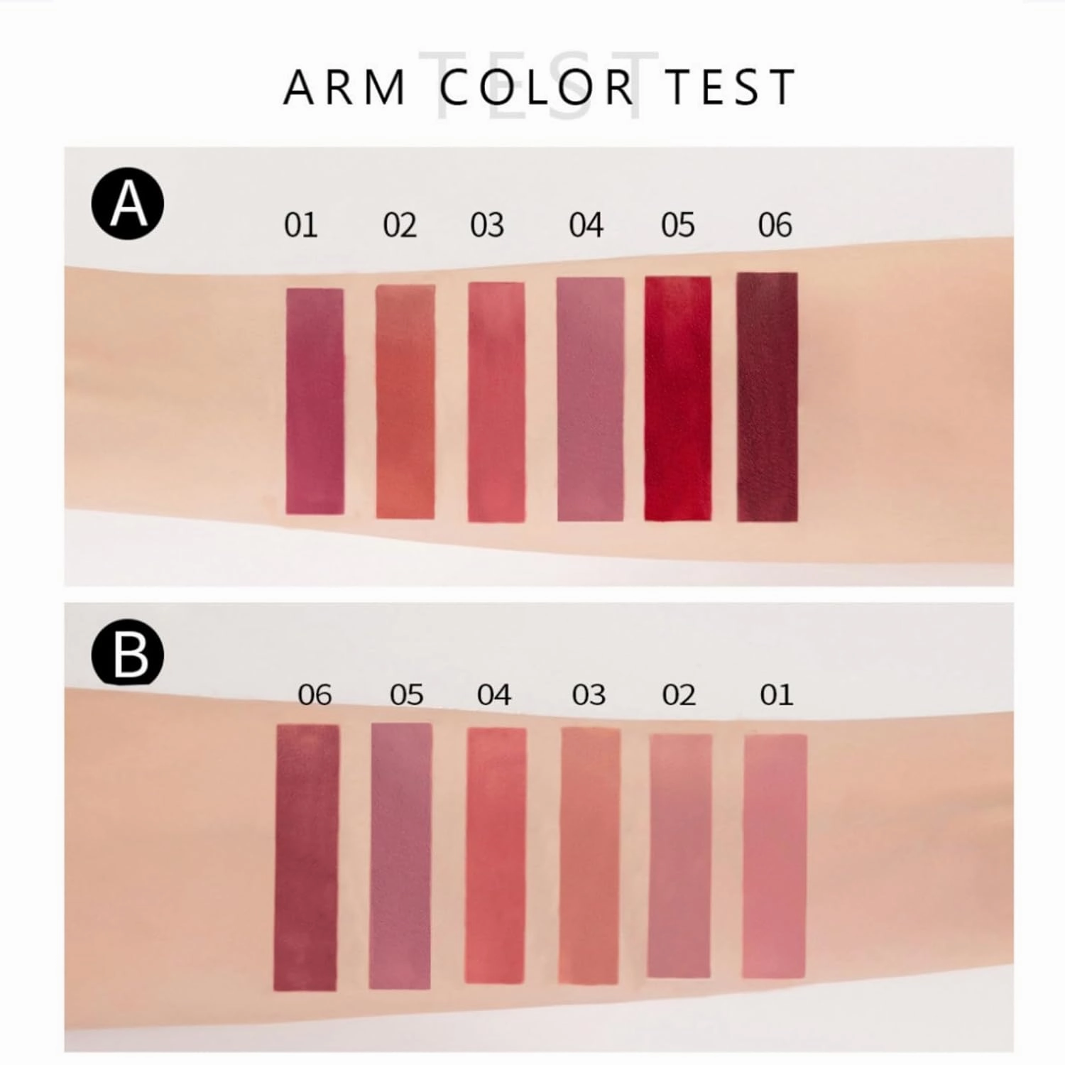 Matte Liquid Lipstick Set - 6 Colors A/B Collection, Long-lasting Waterproof, Non-Fading, Soft Velvet Matte Lip Tint, Moisturizing & Non-Drying (Dark, Medium)