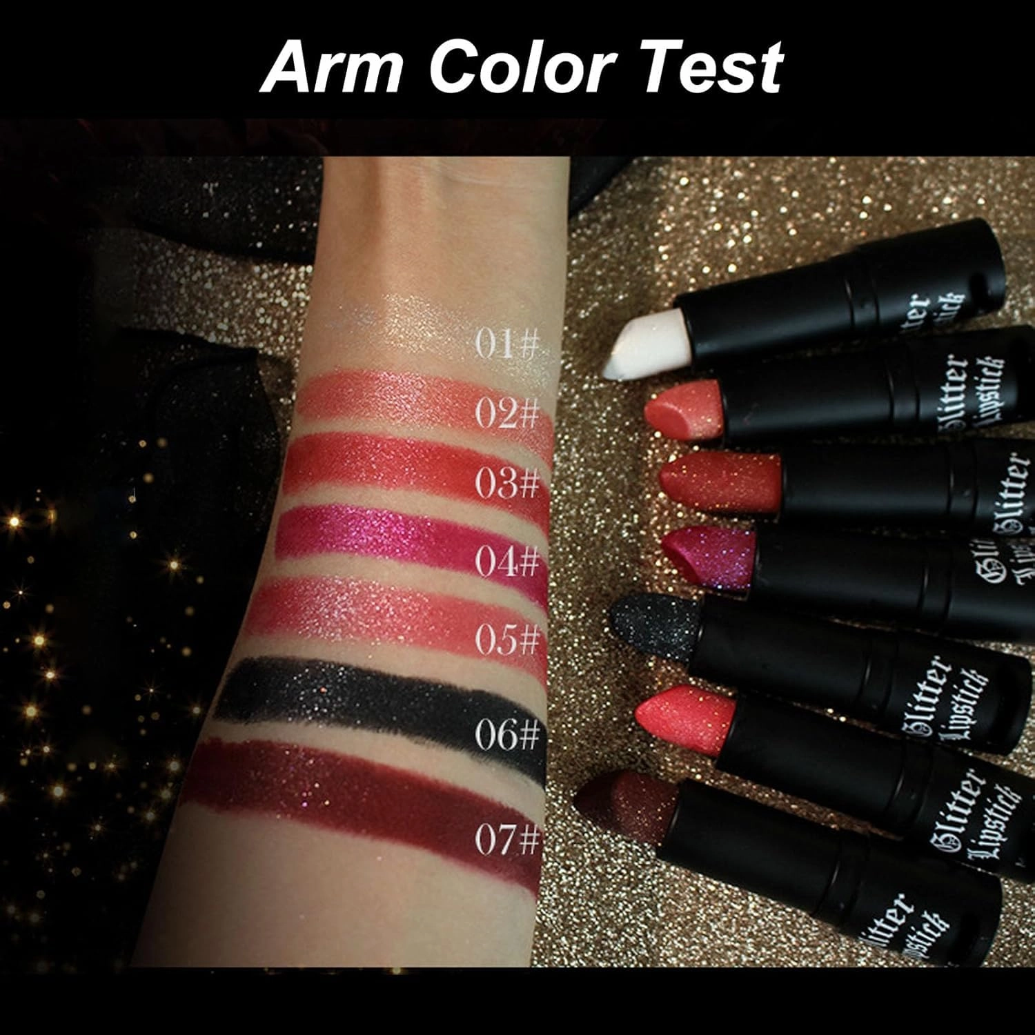 Matte Long-lasting Lipstick With Fine Glitter, Glitters Matte Lipstick Metallic Shimmering Gloss (03#)