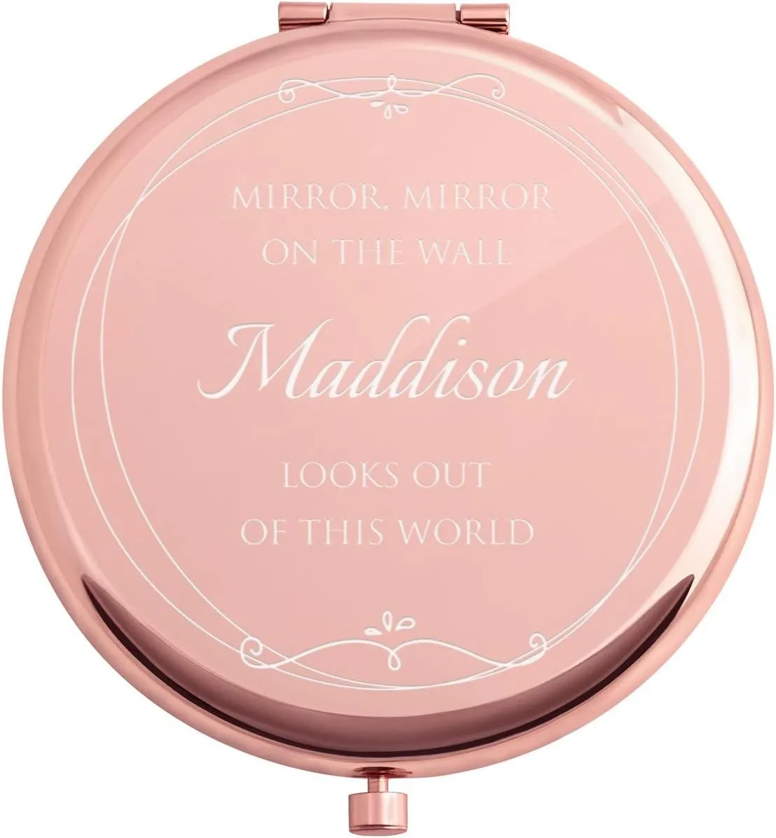 Maverton Rose Gold Personalized Compact Mirror for Woman - Cosmetic Bag Accessory for Girl - Customized Item for Lady - for Birthday - Cosmetic Mirror for Anniversary - The Prettiest