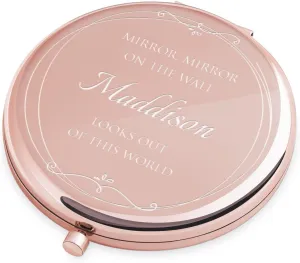 Maverton Rose Gold Personalized Compact Mirror for Woman - Cosmetic Bag Accessory for Girl - Customized Item for Lady - for Birthday - Cosmetic Mirror for Anniversary - The Prettiest