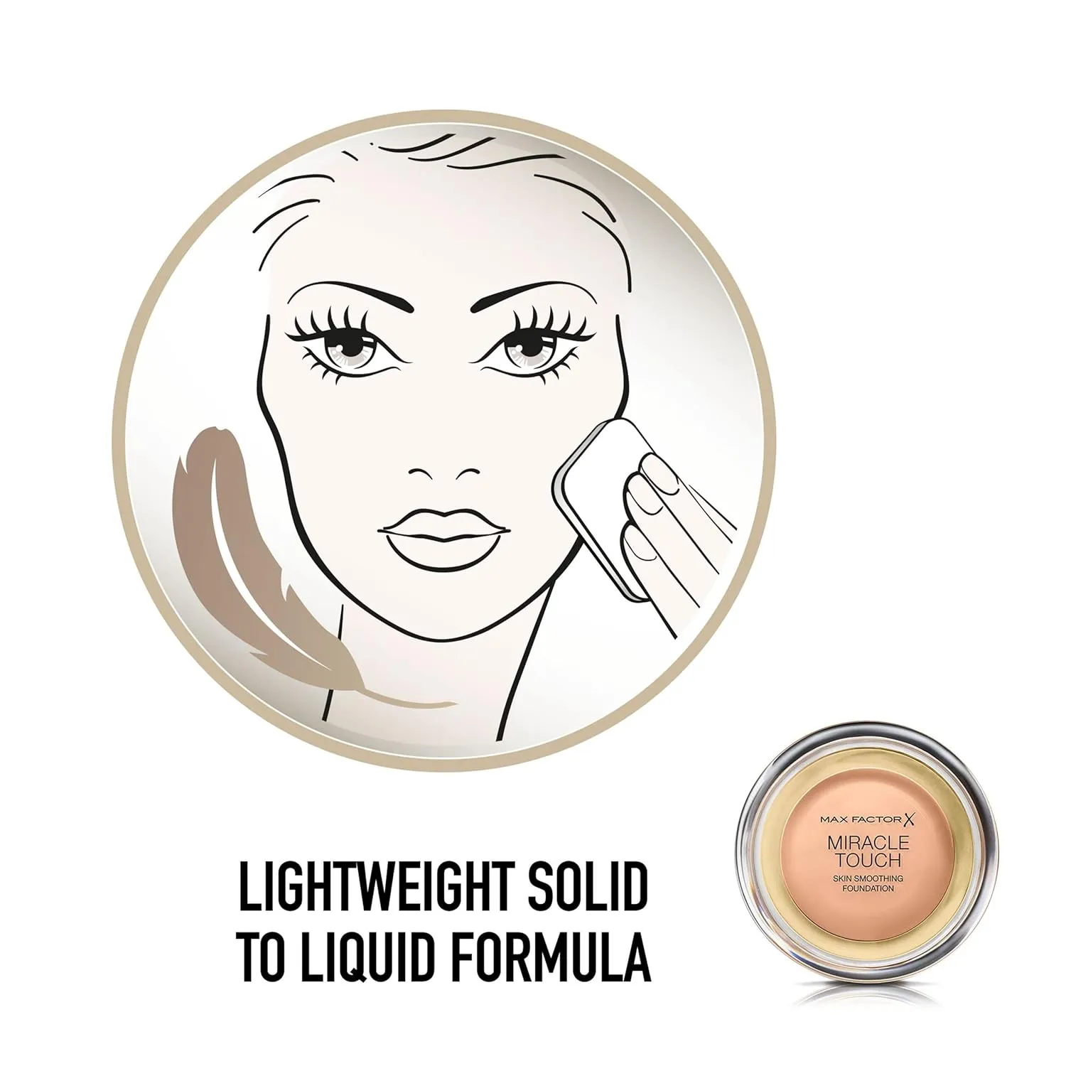 Max Factor Miracle Touch Foundation, New and Improved Formula, SPF 30 and Hyaluronic Acid, 60 Sand