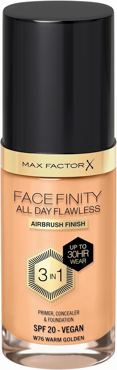 Max Factor Facefinity 3-in-1 All Day Flawless Liquid Foundation, SPF 20-76 Warm Golden, 30 ml