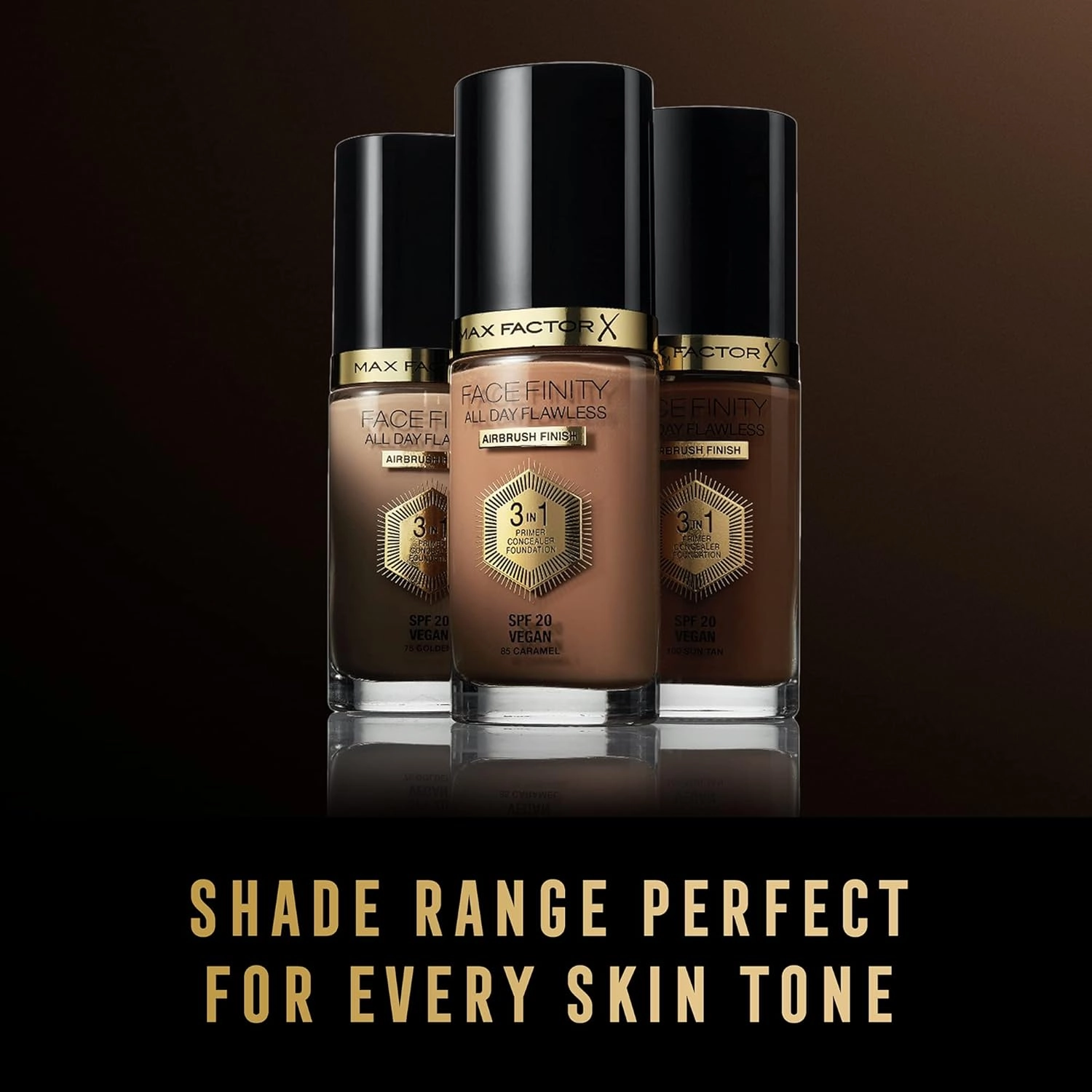Max Factor Facefinity 3-in-1 All Day Flawless Liquid Foundation, SPF 20-76 Warm Golden, 30 ml