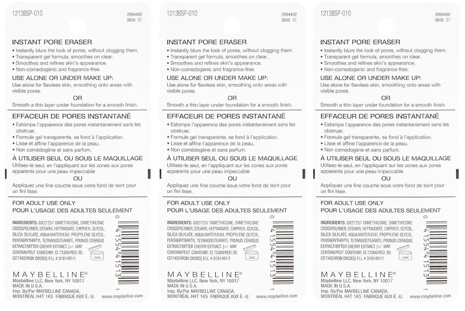 Maybelline Baby Skin Instant Pore Eraser Primer, Clear, 0.67 Fl Oz (Pack of 3)