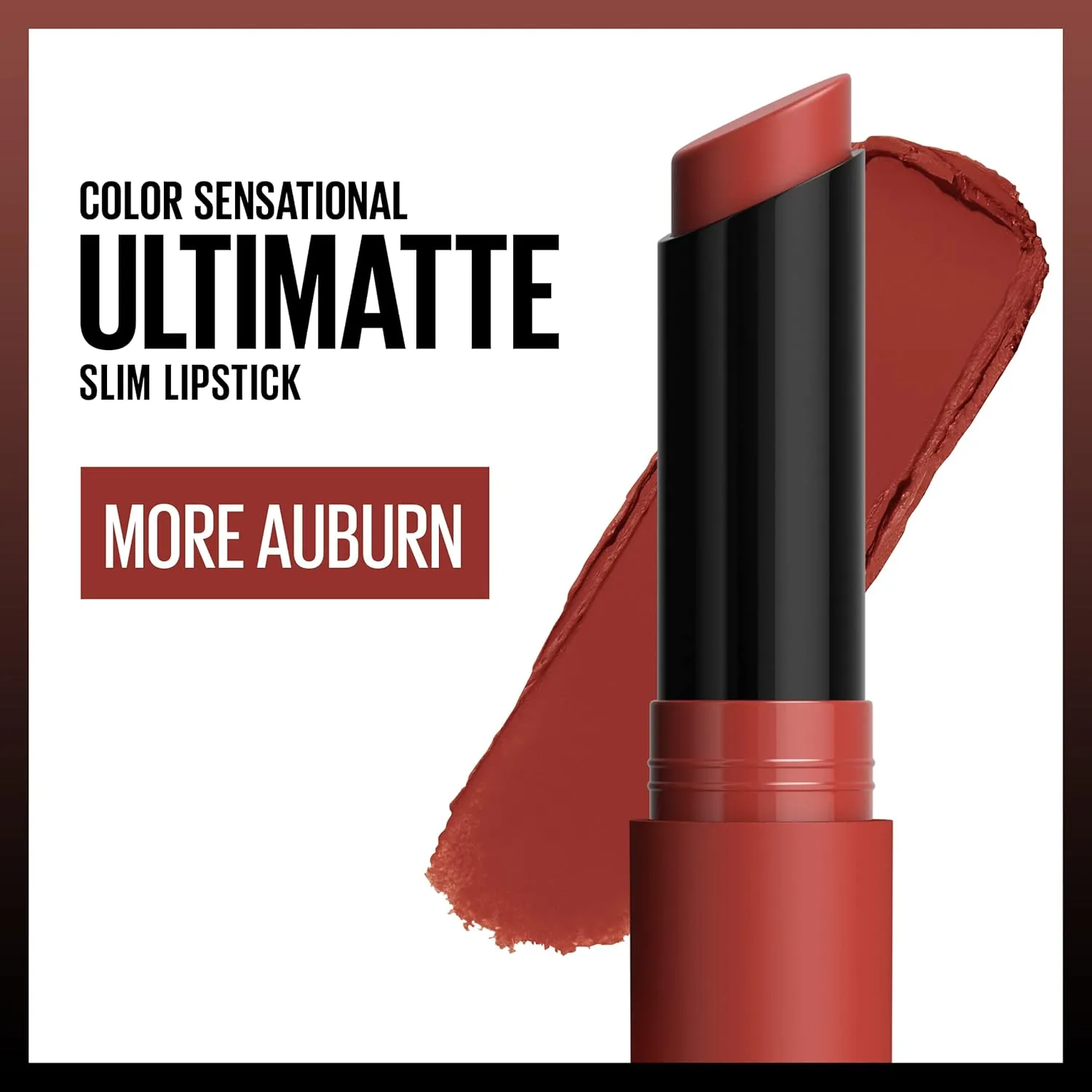Maybelline Color Sensational Ultimatte Matte Lipstick, Non-Drying, Intense Color Pigment, More Auburn, Deep Orange, 1 Count