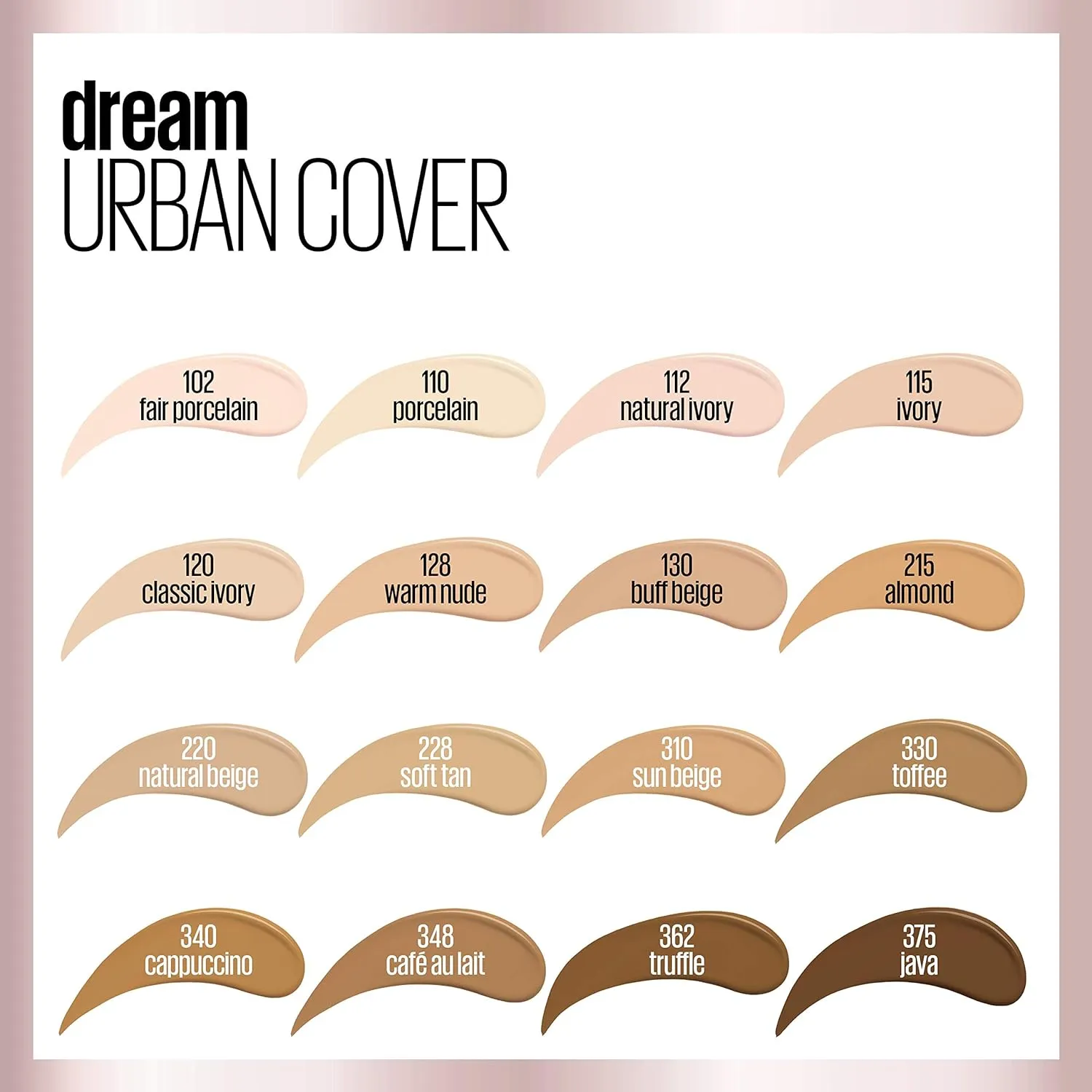 Maybelline Dream Urban Cover Flawless Coverage Foundation Makeup, SPF 50, Ivory