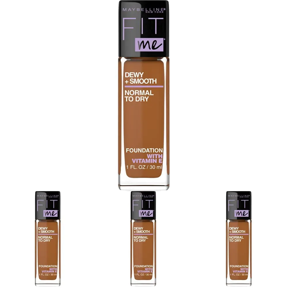 Maybelline Fit Me Dewy   Smooth Foundation Makeup, Mocha, 1 Count (Pack of 4)