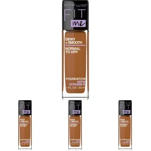 Maybelline Fit Me Dewy   Smooth Foundation Makeup, Mocha, 1 Count (Pack of 4)