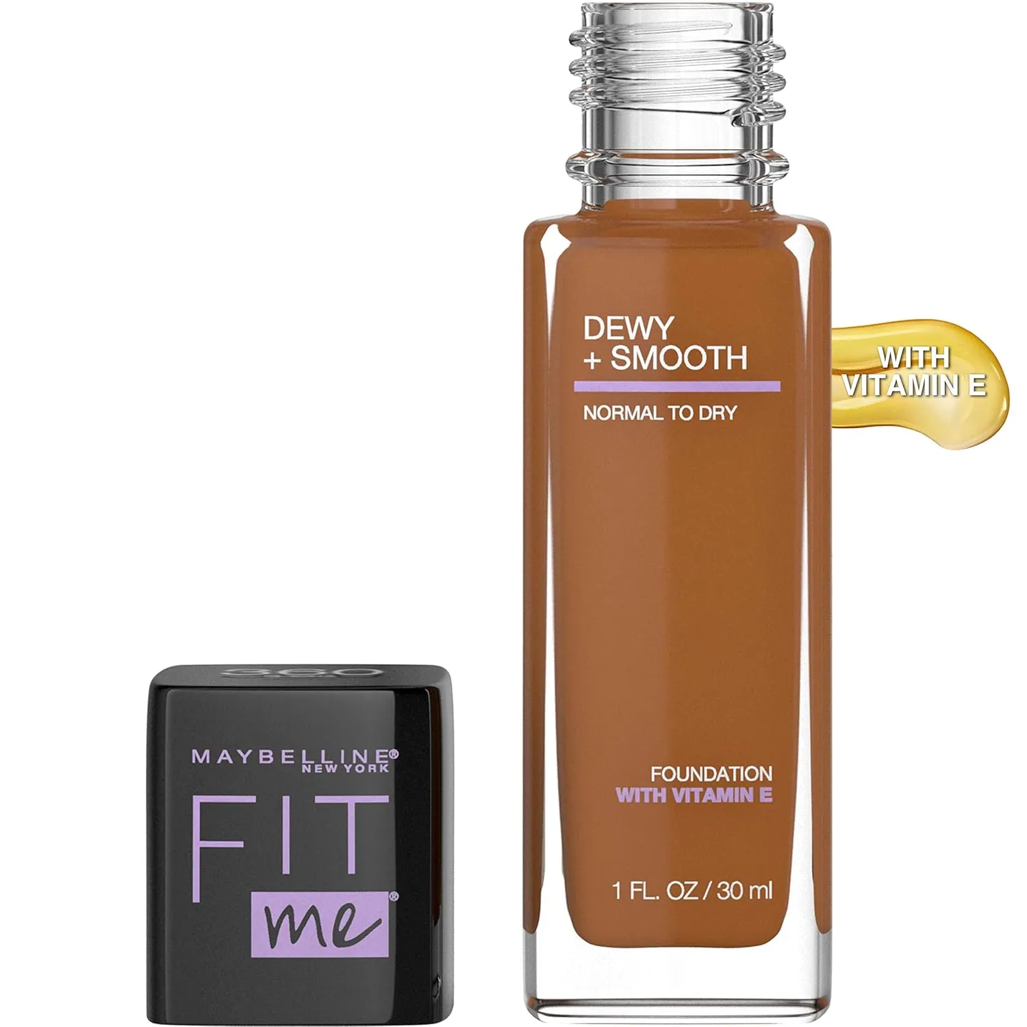 Maybelline Fit Me Dewy   Smooth Foundation Makeup, Mocha, 1 Count (Pack of 4)