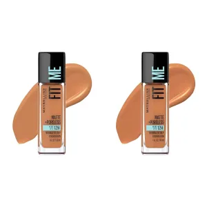 Maybelline Fit Me Matte   Poreless Liquid Foundation Makeup Bundle with Classic Tan and Spicy Brown Shades, 1 Count Each