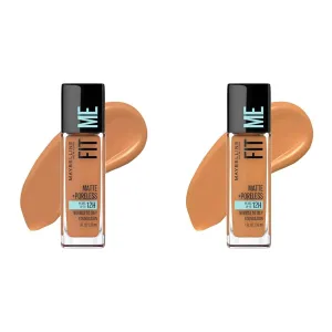 Maybelline Fit Me Matte   Poreless Liquid Foundation Makeup Bundle with Classic Tan and Warm Sun Shades, 1 Count Each