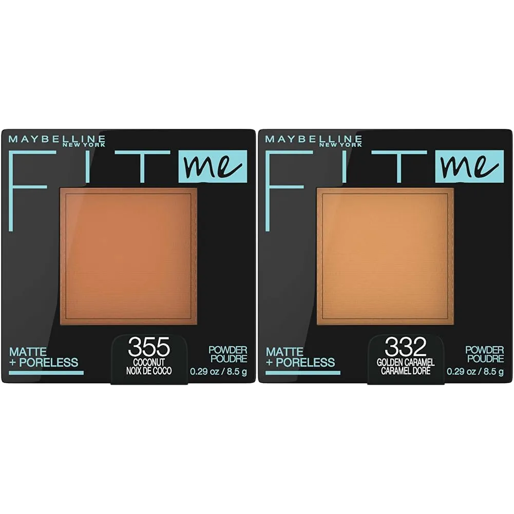 Maybelline Fit Me Matte   Poreless Pressed Face Powder Makeup & Setting Powder, Coconut & Golden Caramel, 1 Count Each