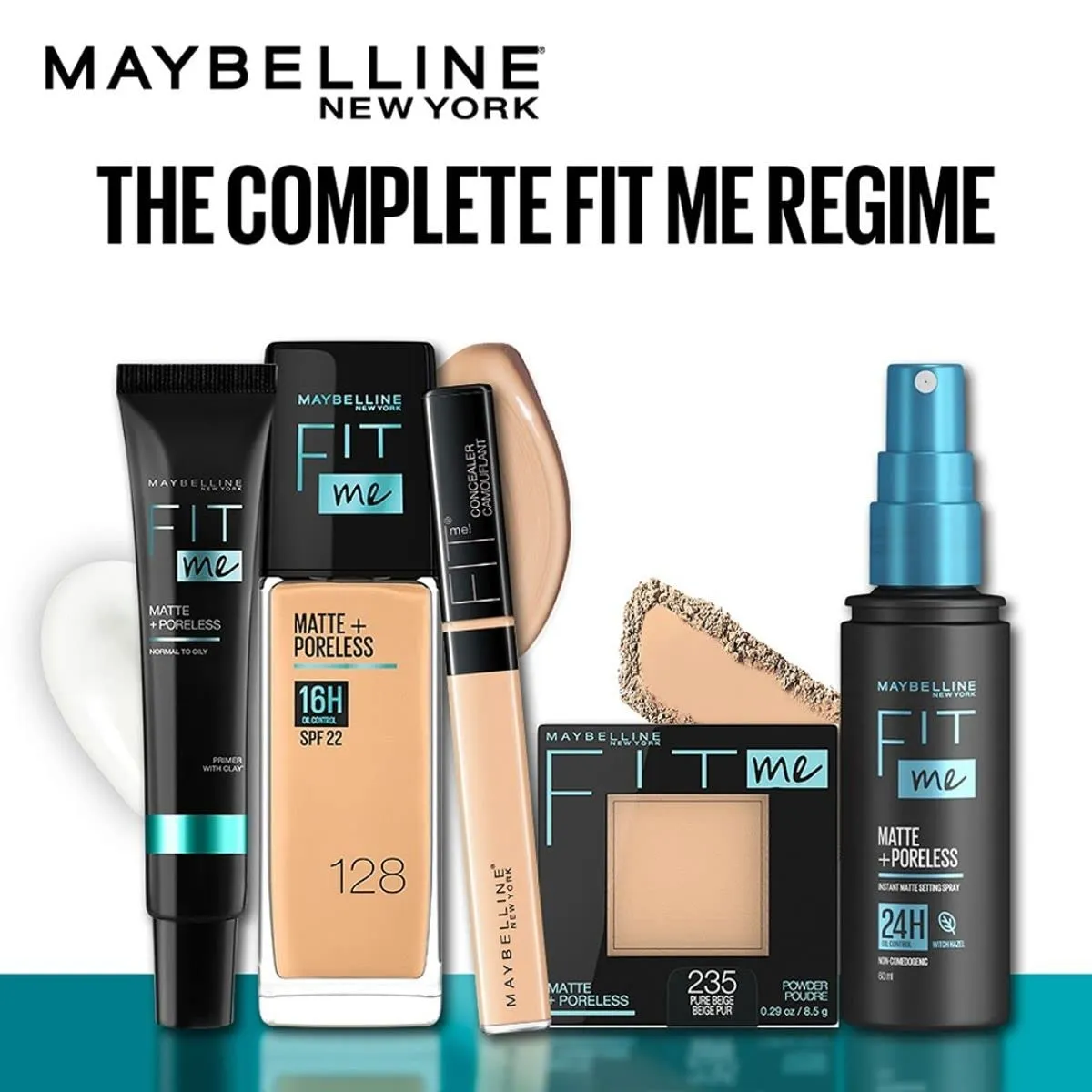 Maybelline Fit Me Matte   Poreless Pressed Face Powder Makeup, Pure Beige, 1 Count (Pack of 4)