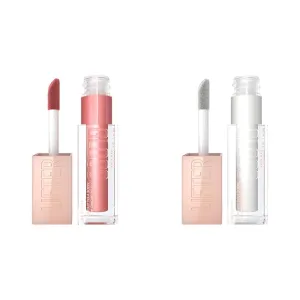MAYBELLINE Lifter Gloss Hydrating Lip Gloss with Hyaluronic Acid Moon Nude Pink 0.18oz & Pearl Silver Pearl Clear 0.18oz