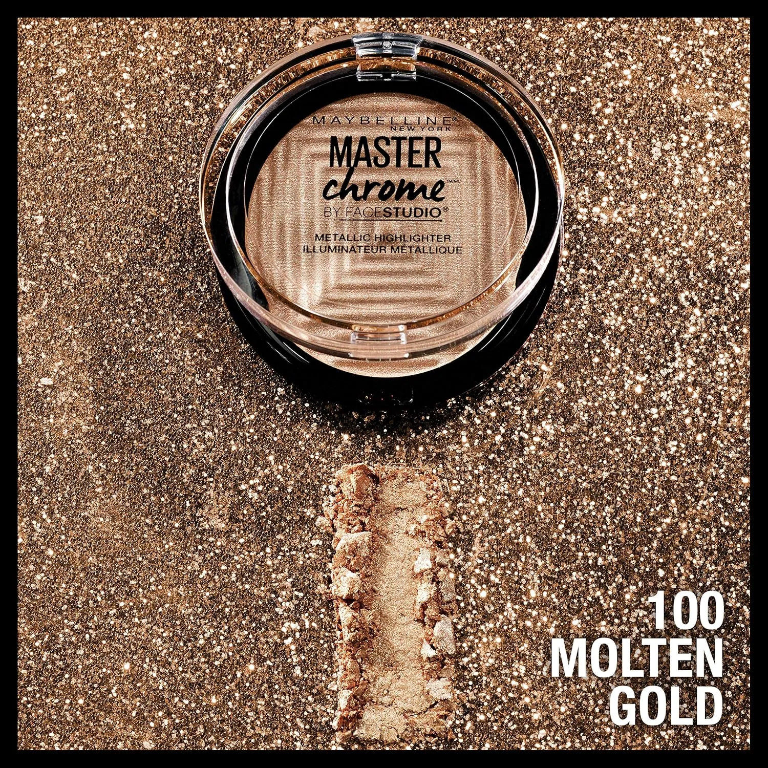 Maybelline Master Chrome Metallic Highlighter Powder, Molten Gold, 1 Count (Pack of 3)