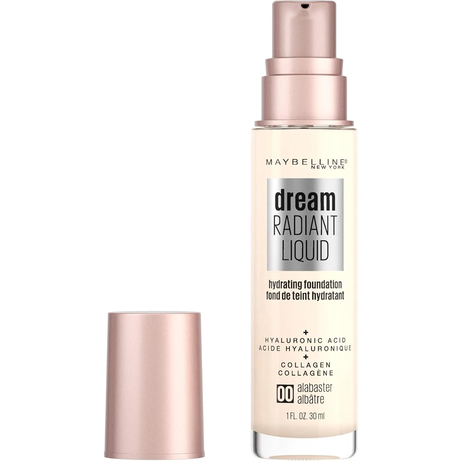 Maybelline New York Dream Radiant Liquid Medium Coverage Hydrating Makeup, Lightweight Foundation, Alabaster, 1 Fl Oz