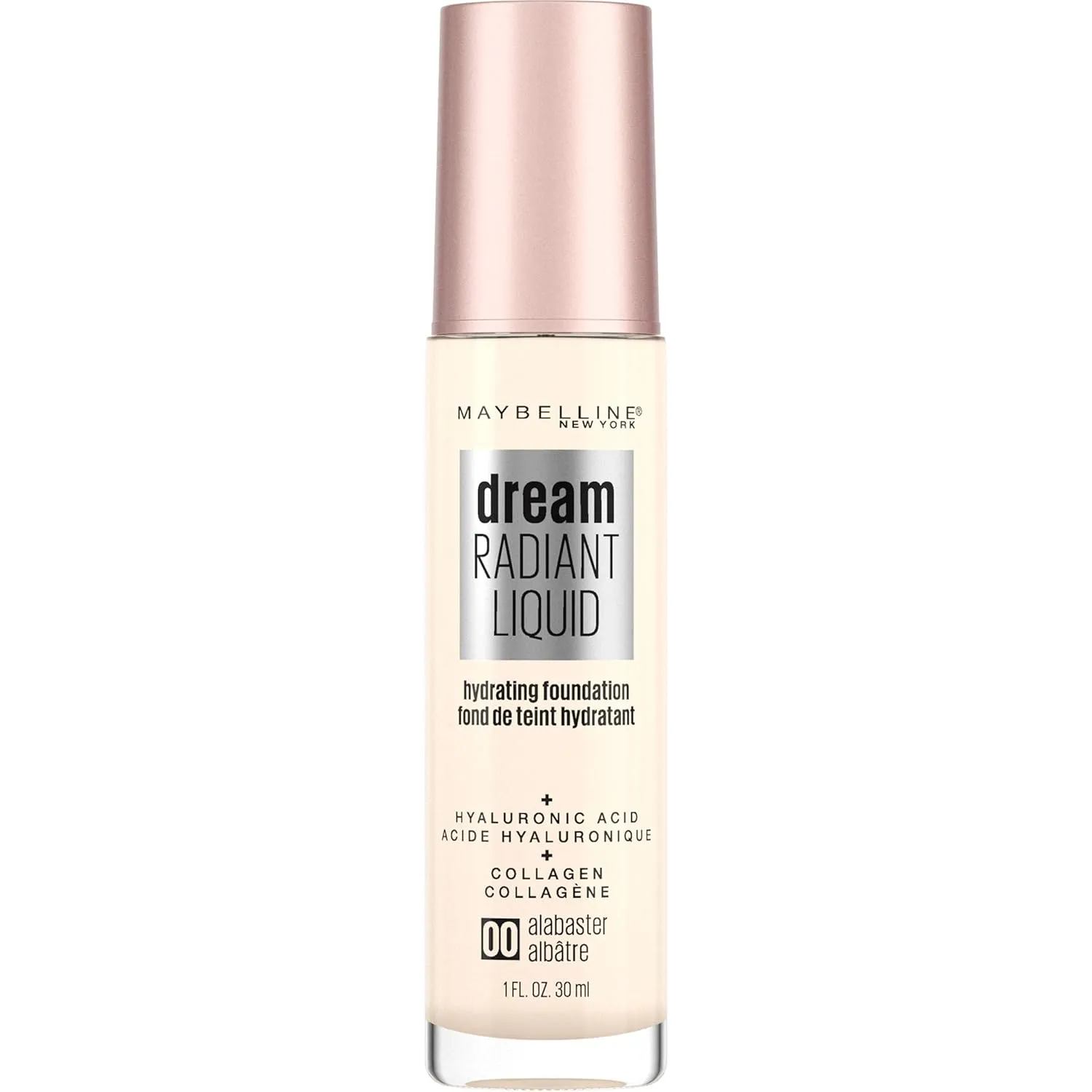 Maybelline New York Dream Radiant Liquid Medium Coverage Hydrating Makeup, Lightweight Foundation, Alabaster, 1 Fl Oz