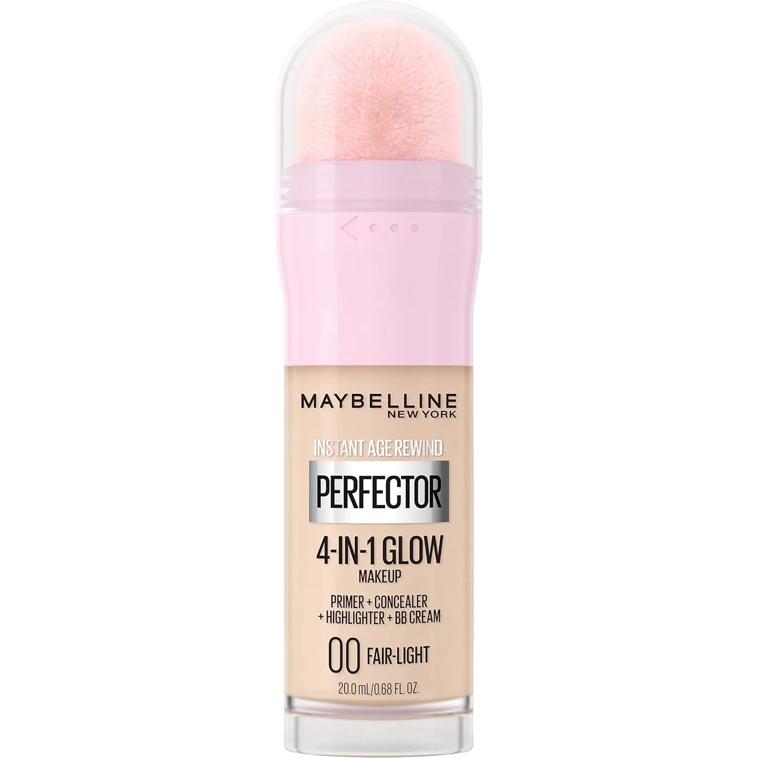 Maybelline New York Instant Age Rewind Instant Perfector 4-In-1 Glow Makeup - Primer, Concealer, Highlighter and BB Cream in 1, Fair/Light, 0.68 fl oz