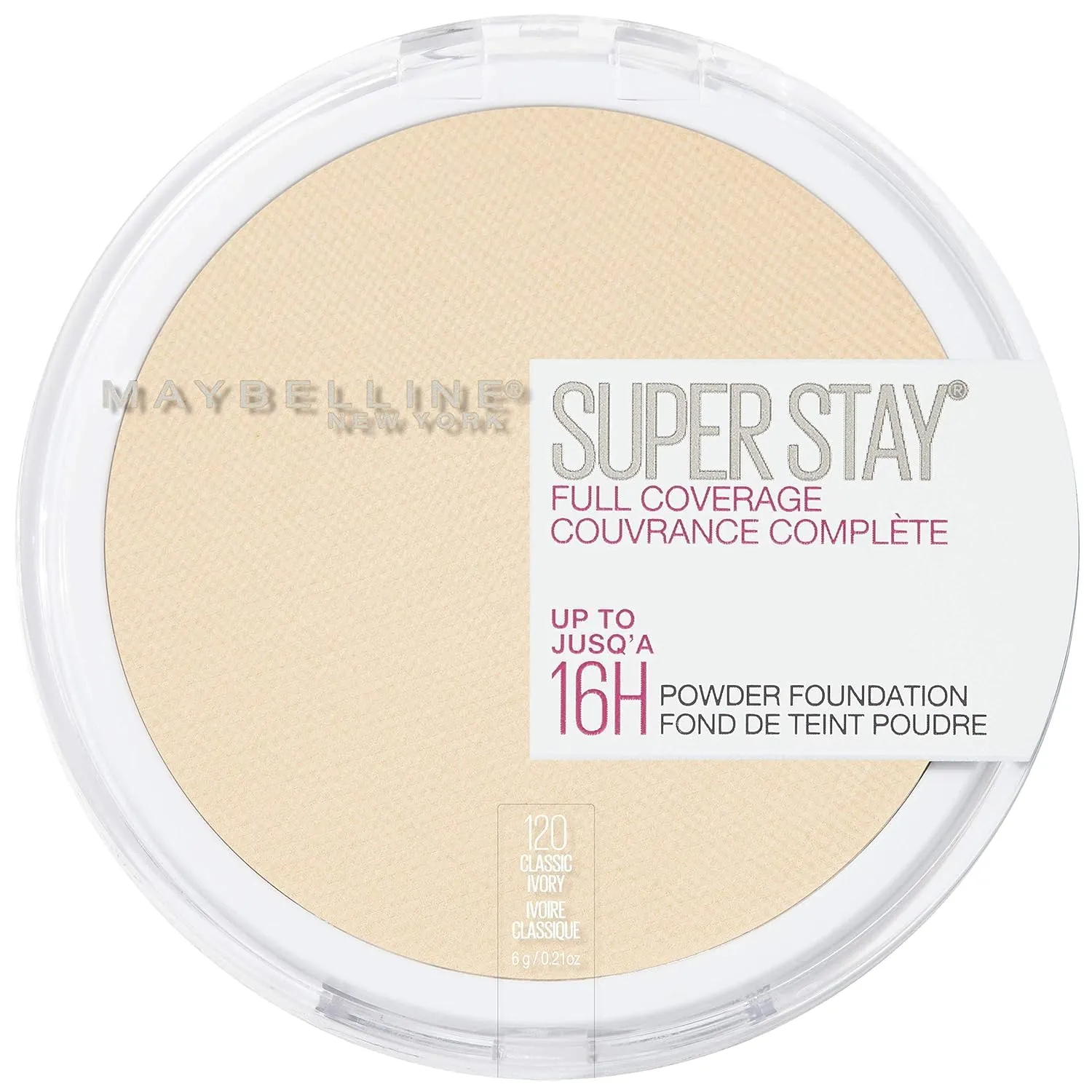 Maybelline New York Super Stay Full Coverage Powder Foundation Makeup, Up to 16 Hour Wear, Soft, Creamy Matte Foundation, Classic Ivory, 1 Count