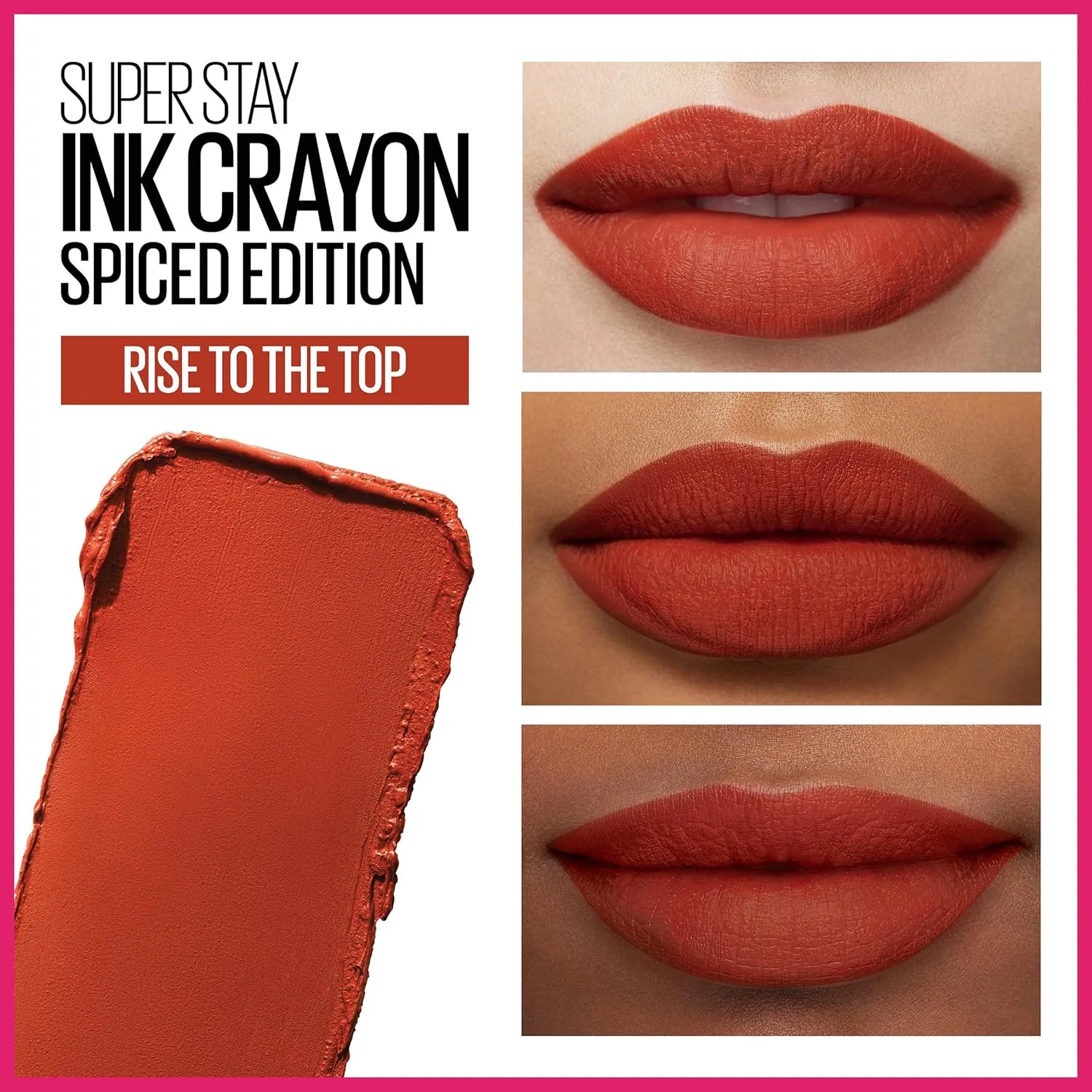 MAYBELLINE New York Super Stay Ink Crayon Lipstick Makeup, Precision Tip Matte Lip Crayon with Built-in Sharpener, Longwear Up To 8Hrs, Rise To The Top, Burnt Sienna, 1 Count (Pack of 2)
