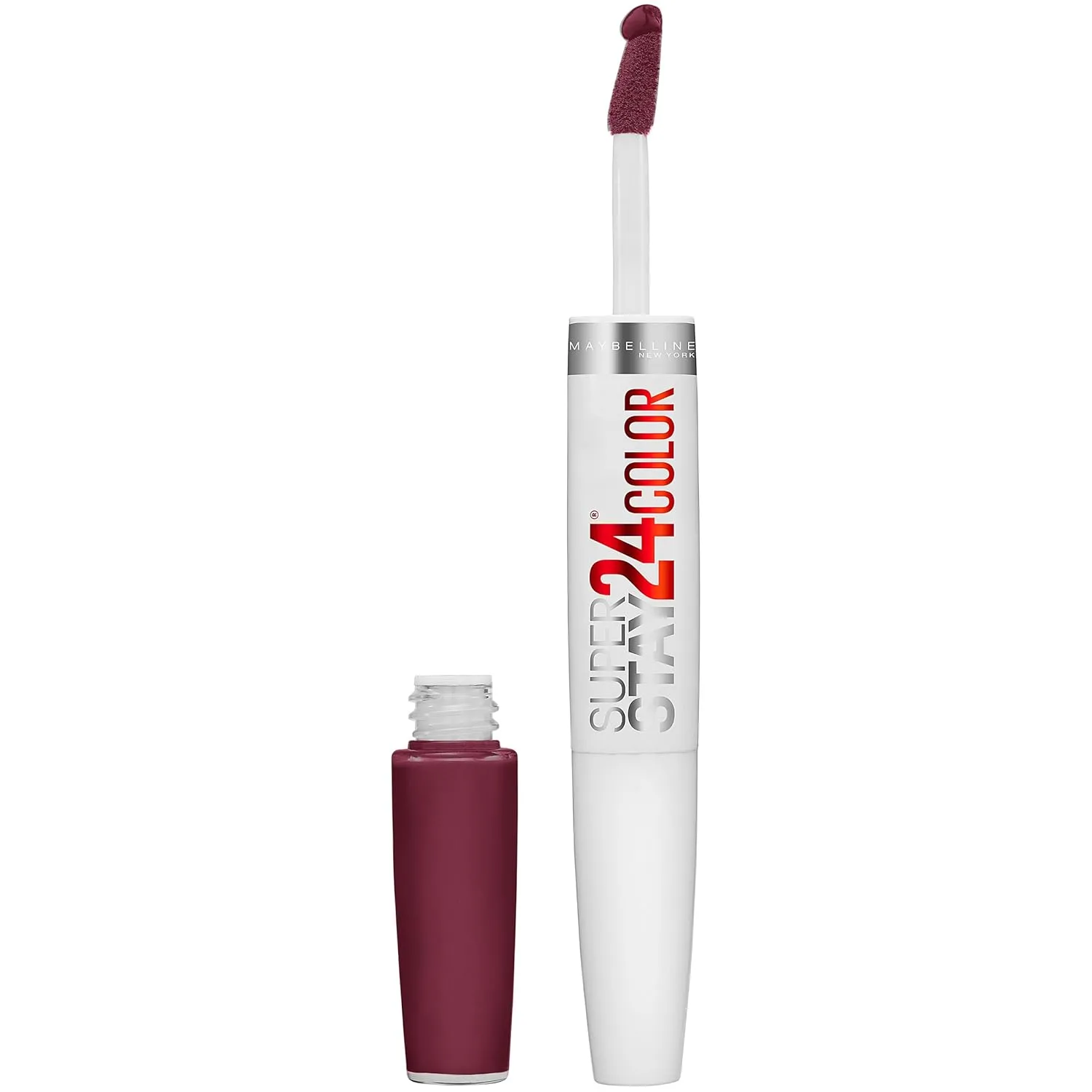 Maybelline Super Stay 24, 2-Step Liquid Lipstick Makeup, Long Lasting Highly Pigmented Color with Moisturizing Balm, Merlot Armour, Red, 1 Count