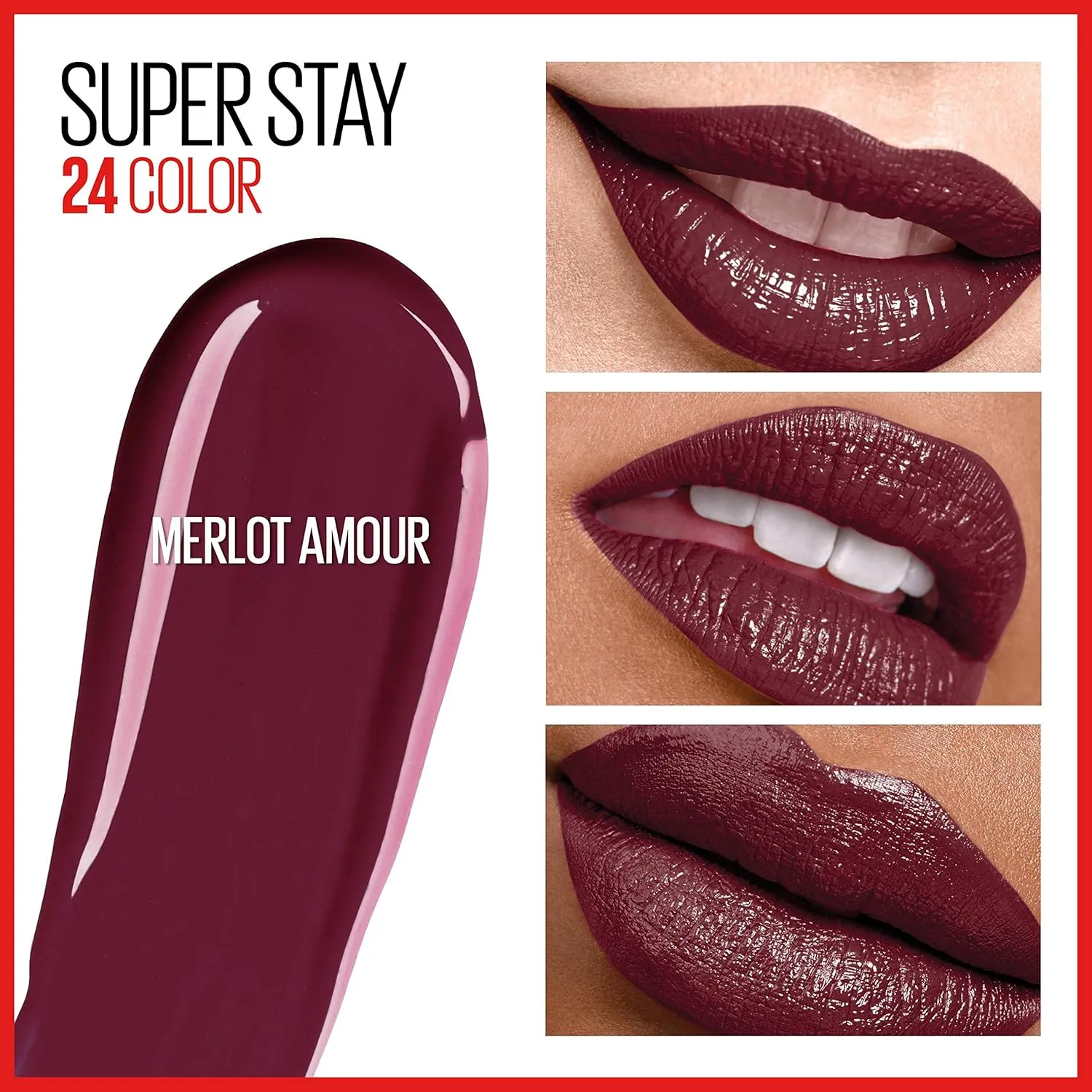 Maybelline Super Stay 24, 2-Step Liquid Lipstick Makeup, Long Lasting Highly Pigmented Color with Moisturizing Balm, Merlot Armour, Red, 1 Count