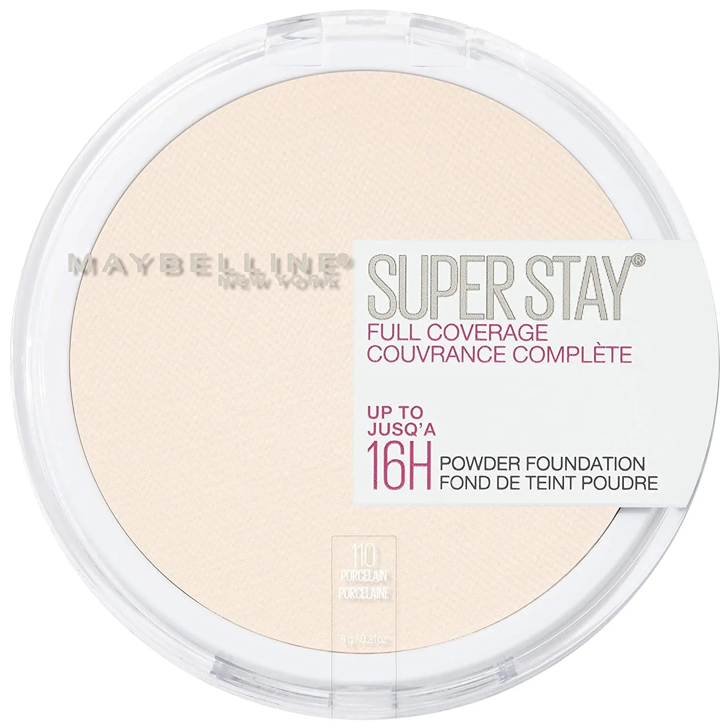 Maybelline Super Stay Full Coverage Powder Foundation Makeup, Up to 16 Hour Wear, Soft, Creamy Matte Foundation, Porcelain, 1 Count