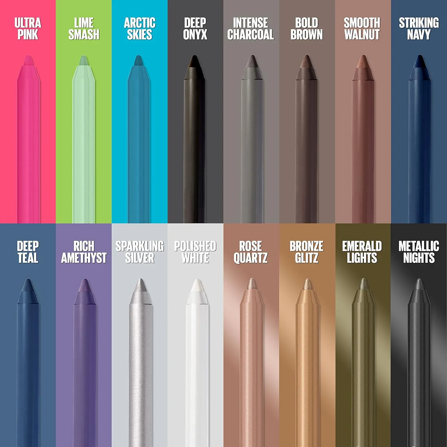 Maybelline TattooStudio Long-Lasting Sharpenable Eyeliner Pencil, Glide on Smooth Gel Pigments with 36 Hour Wear, Waterproof, Sparkling Silver, 1 Count