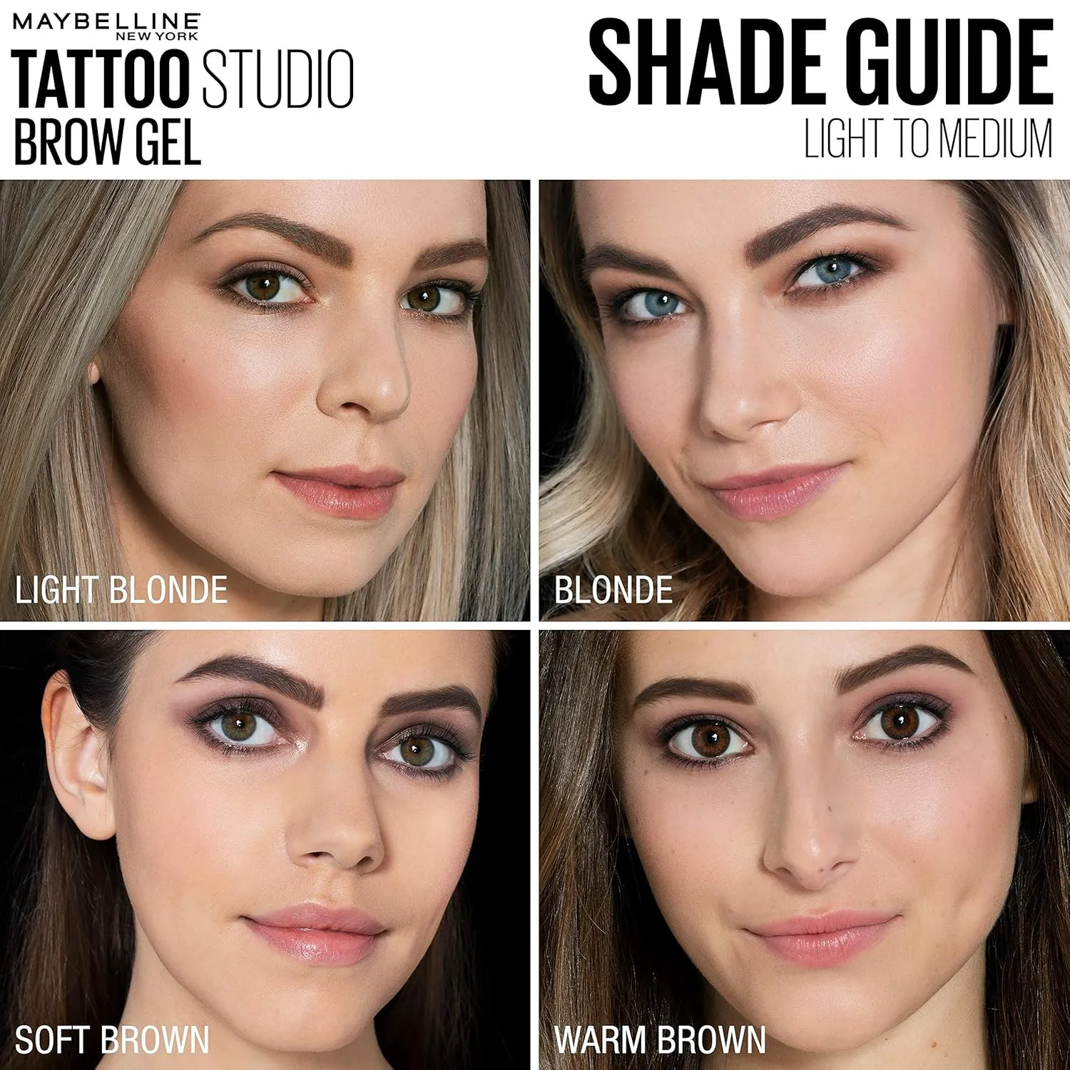 Maybelline TattooStudio Waterproof Eyebrow Gel Makeup, Blonde, 1 Count