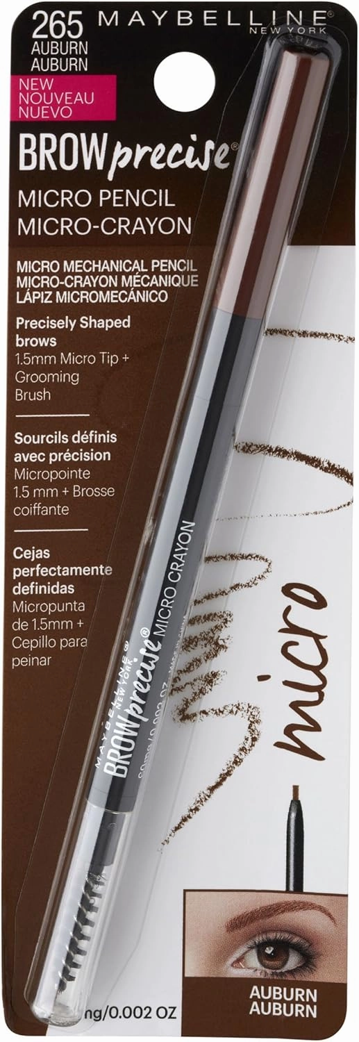 Maybelline Brow Precise Micro Eyebrow Pencil Makeup, Auburn, 0.002 oz.