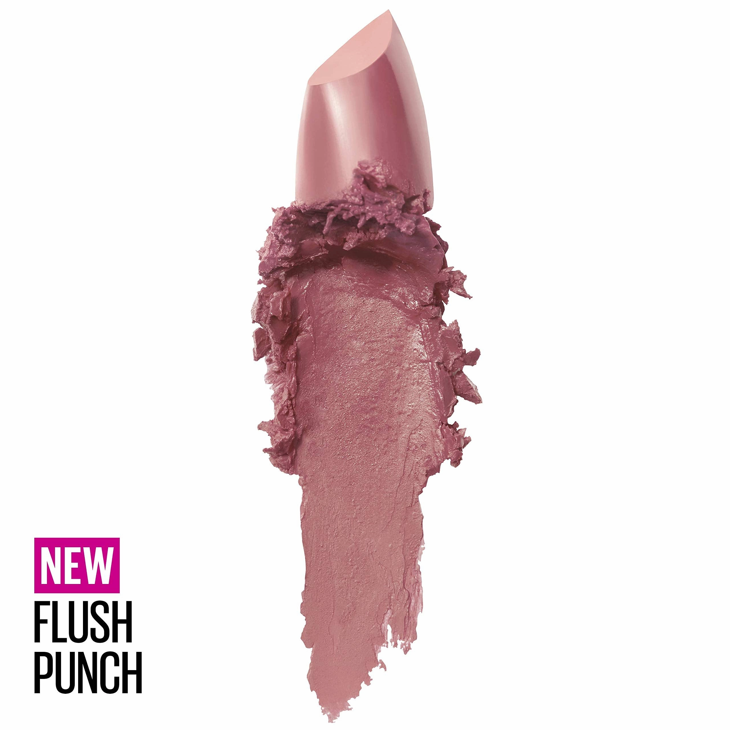 Maybelline Color Sensational Lipstick, Lip Makeup, Cream Finish, Hydrating Lipstick, Nude, Pink, Red, Plum Lip Color, Flush Punch, 0.15 oz; (Packaging May Vary)