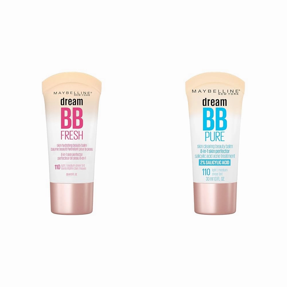 MAYBELLINE Dream Fresh & Pure Skin Clearing BB Creams, 8-in-1 Beauty Balms with SPF 30 & 2% Salicylic Acid, 1 Fl Oz Each