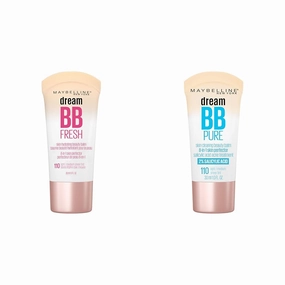 MAYBELLINE Dream Fresh & Pure Skin Clearing BB Creams, 8-in-1 Beauty Balms with SPF 30 & 2% Salicylic Acid, 1 Fl Oz Each
